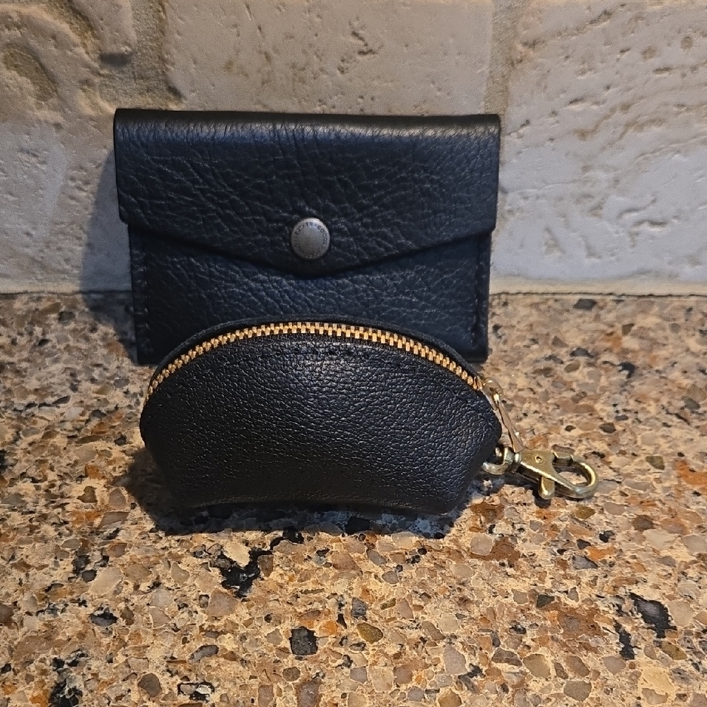 Portland Leather Goods Envelope Wallet/Card Holder And Taco Keychain Pebble Blk